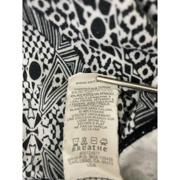 Prana Victoria Faux Wrap Dress Short Sleeve V-Neck Size Medium Black White - Picture 9 of 10